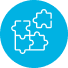 UK map with puzzle pieces icon on blue background