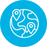 Pisces zodiac sign symbol on blue circle background