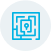 Verschachteltes quadratisches Logo in Blau