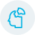 Blauer Chatbot mit Sprechblase Icon